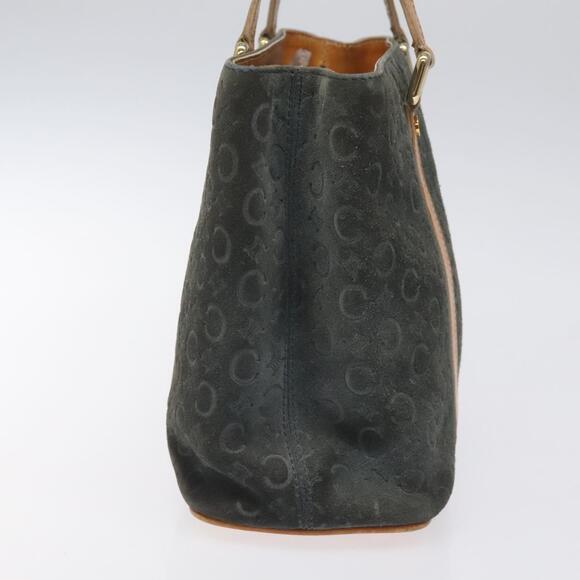 CELINE C Macadam Canvas Hand Bag Suede Gray Gold - Picture 5 of 12
